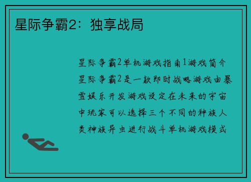 星际争霸2：独享战局